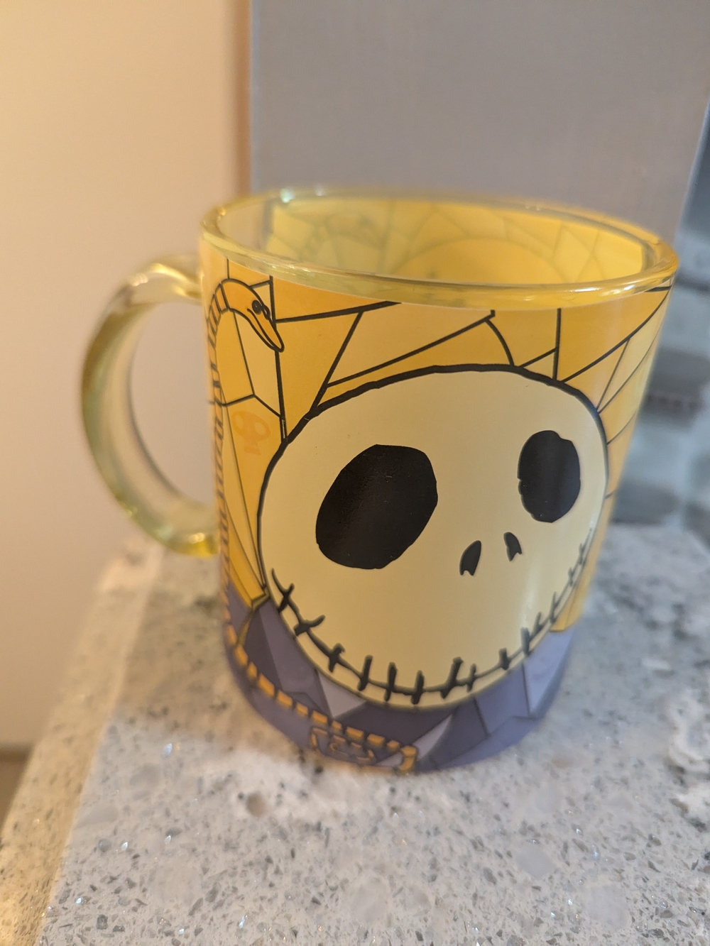 Disney Nightmare Before Christmas Yellow Glass 17.5oz Mug